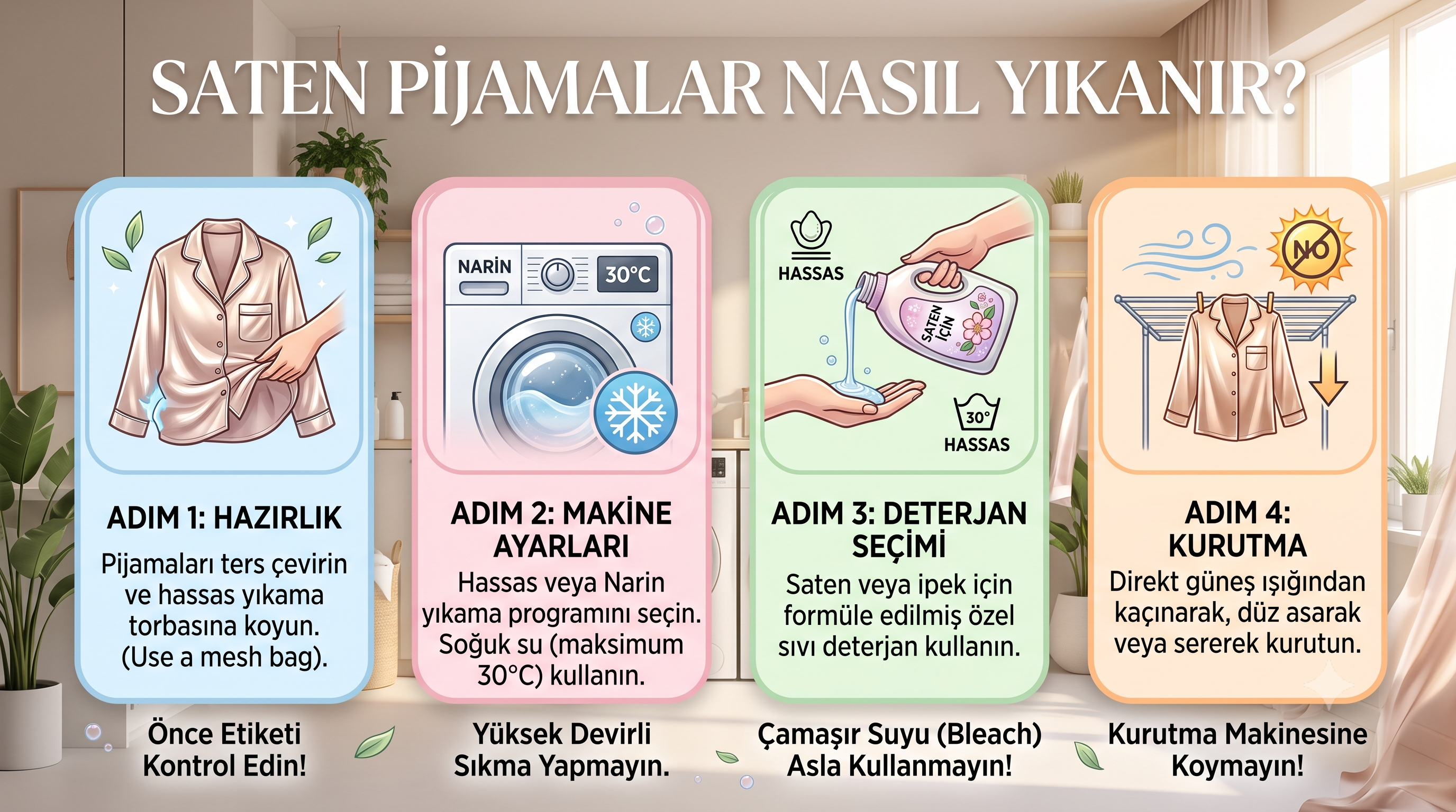 Saten Pijamalar Nasıl Yıkanır?